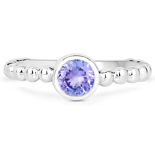 0.47 Carat Genuine Tanzanite .925 Sterling Silver Ring