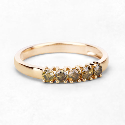 0.46 Carat Genuine Yellow Diamond 14K Yellow Gold Ring (I1-I2)