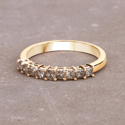 0.50 Carat Genuine Champagne Diamond 14K Yellow Gold Ring (I1-I2)