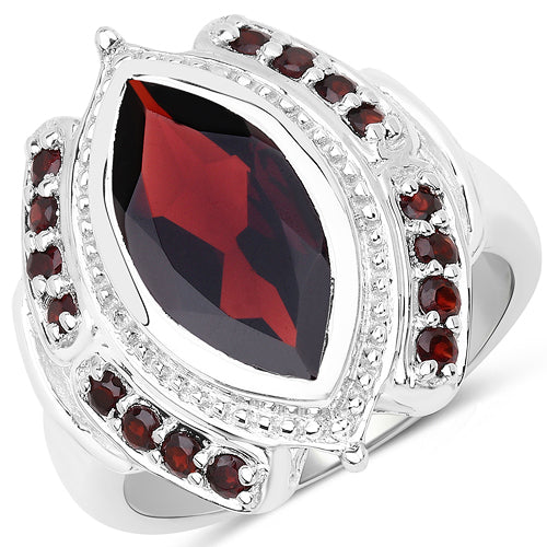 4.06 Carat Genuine Garnet .925 Sterling Silver Ring