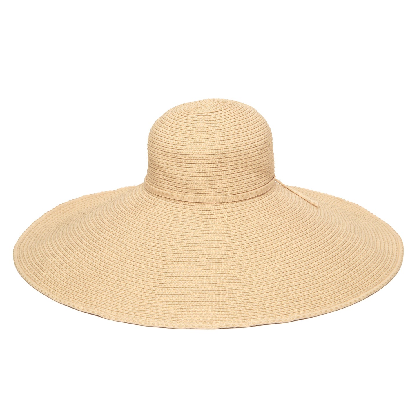 Women's Wide Brim Ribbon Floppy Hat with Ticking Fabric