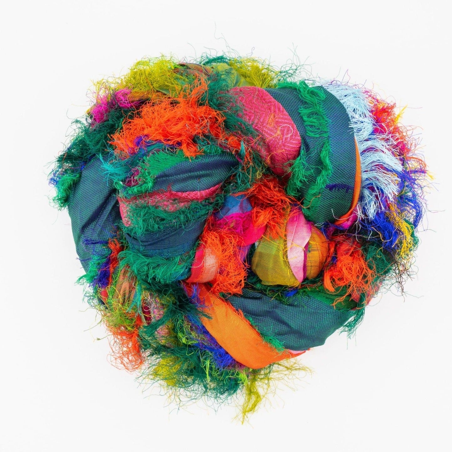 Recycled Sari Silk Multicolored Ribbon Yarn "Tibet Jewels"