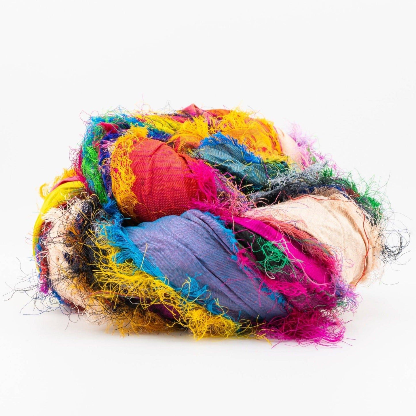 Recycled Sari Silk Multicolored Ribbon Yarn "Tibet Jewels"