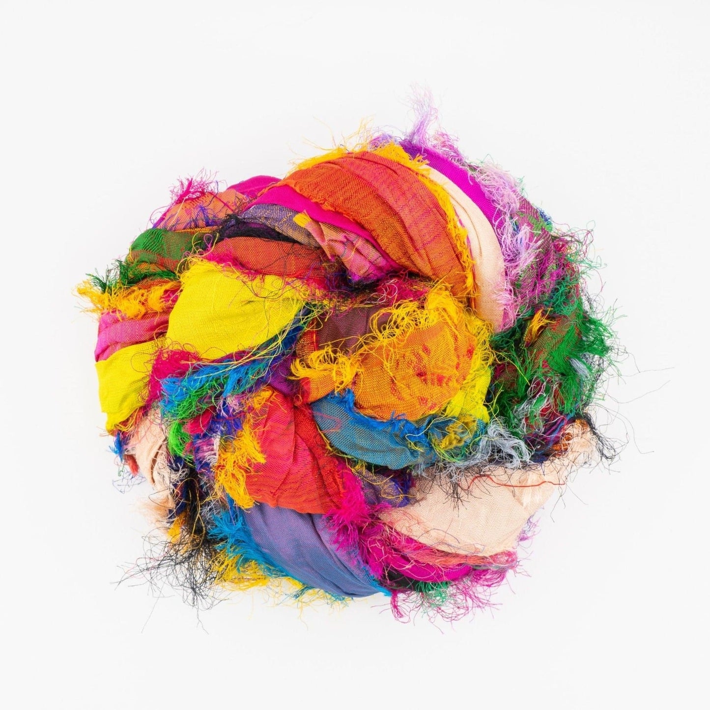 Recycled Sari Silk Multicolored Ribbon Yarn "Tibet Jewels"