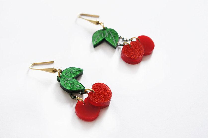 Retro Cherry Statement Earrings by Laliblue