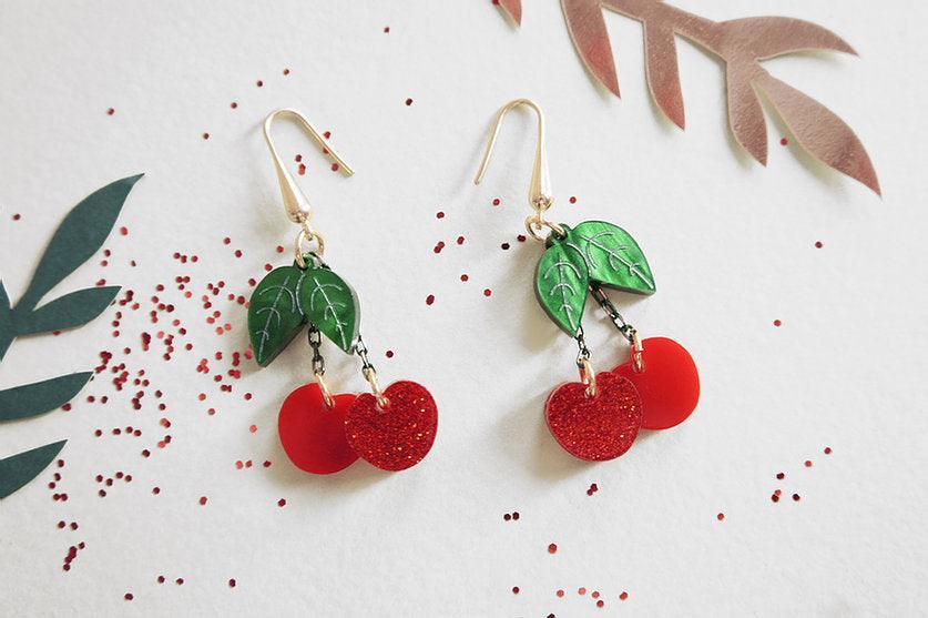 Retro Cherry Statement Earrings by Laliblue