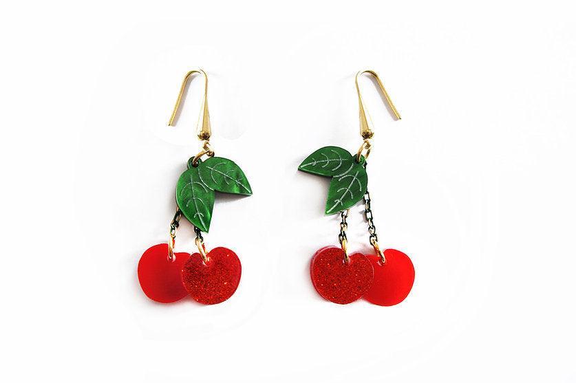 Retro Cherry Statement Earrings by Laliblue