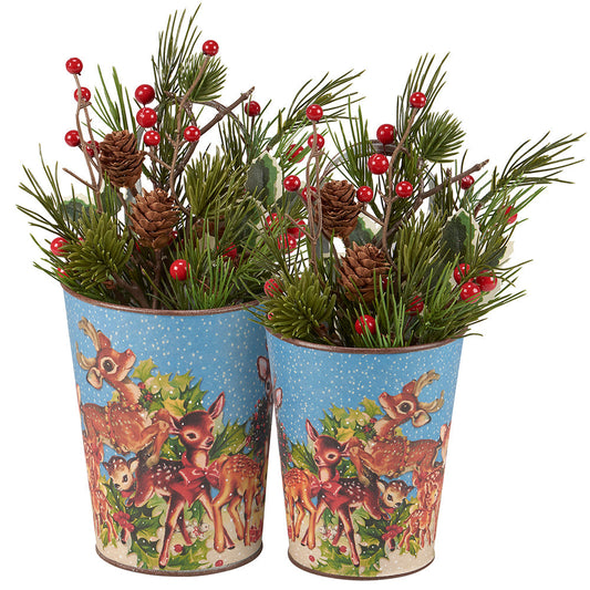 Retro Christmas Deer Wall Bucket Set