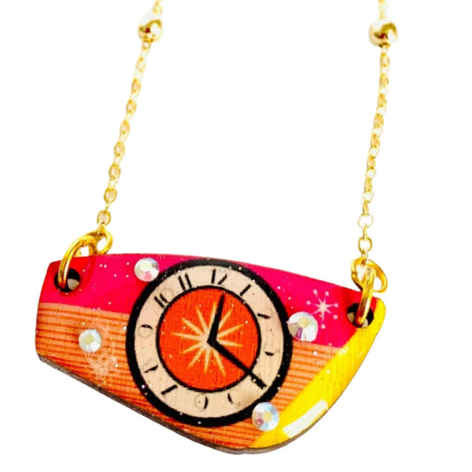 Retro Clock Necklace by Rosie Rose Parker
