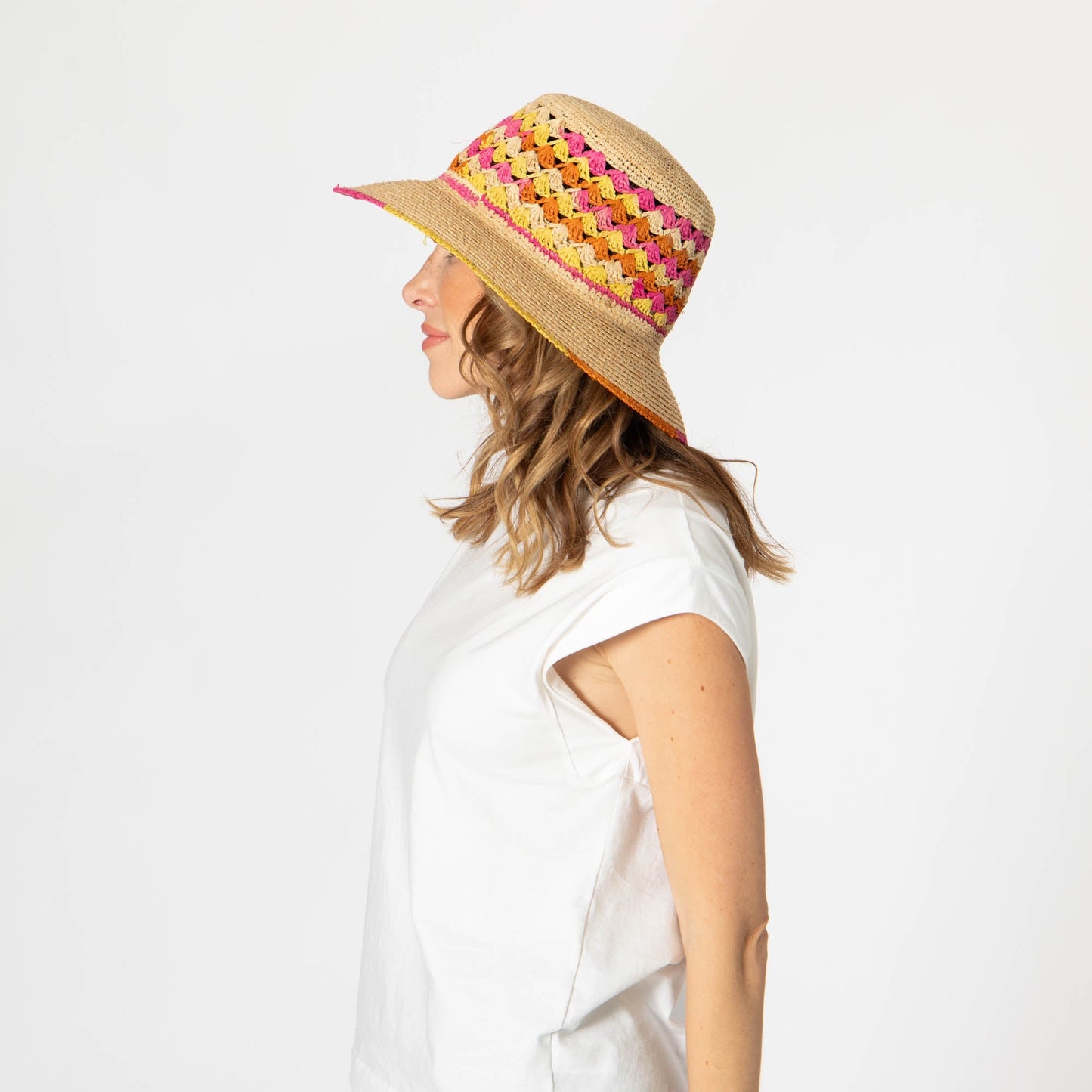 Viviana - Crochet & Braided Raffia Bucket Hat