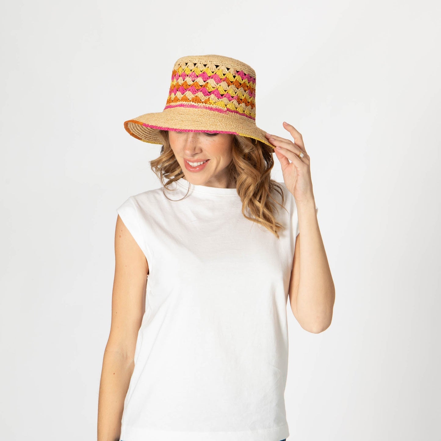 Viviana - Crochet & Braided Raffia Bucket Hat
