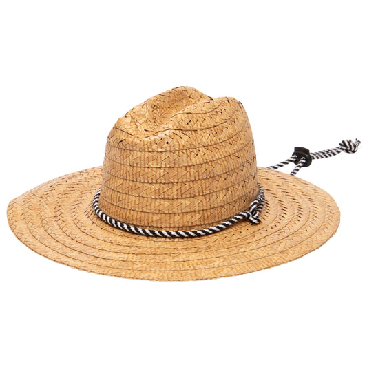 Men's kwai braided straw lifeguard with adjustable black and white chin cord (RSM586)