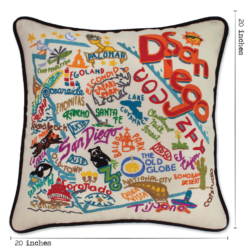 San Diego, CA Hand-Embroidered Pillow - Osadia Concept Store