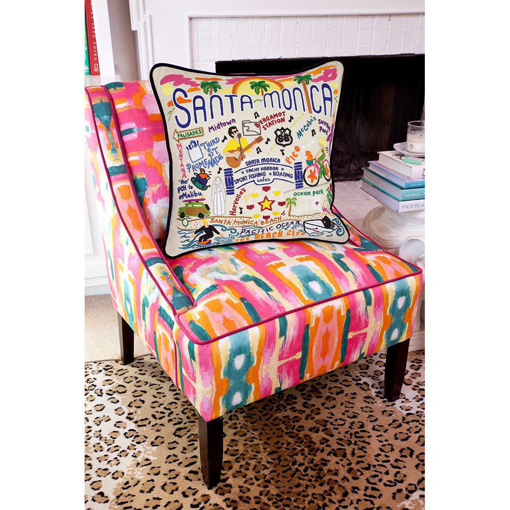Santa Monica, CA Hand-Embroidered Pillow - Osadia Concept Store