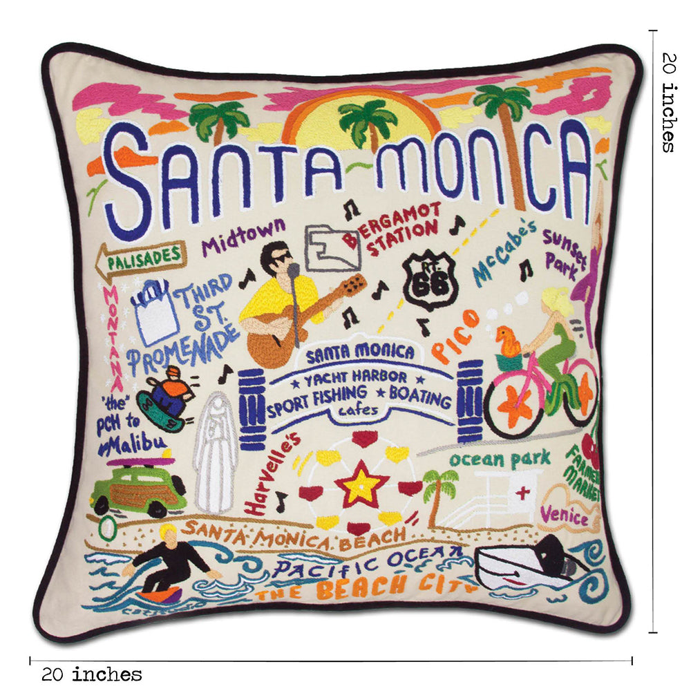 Santa Monica, CA Hand-Embroidered Pillow - Osadia Concept Store