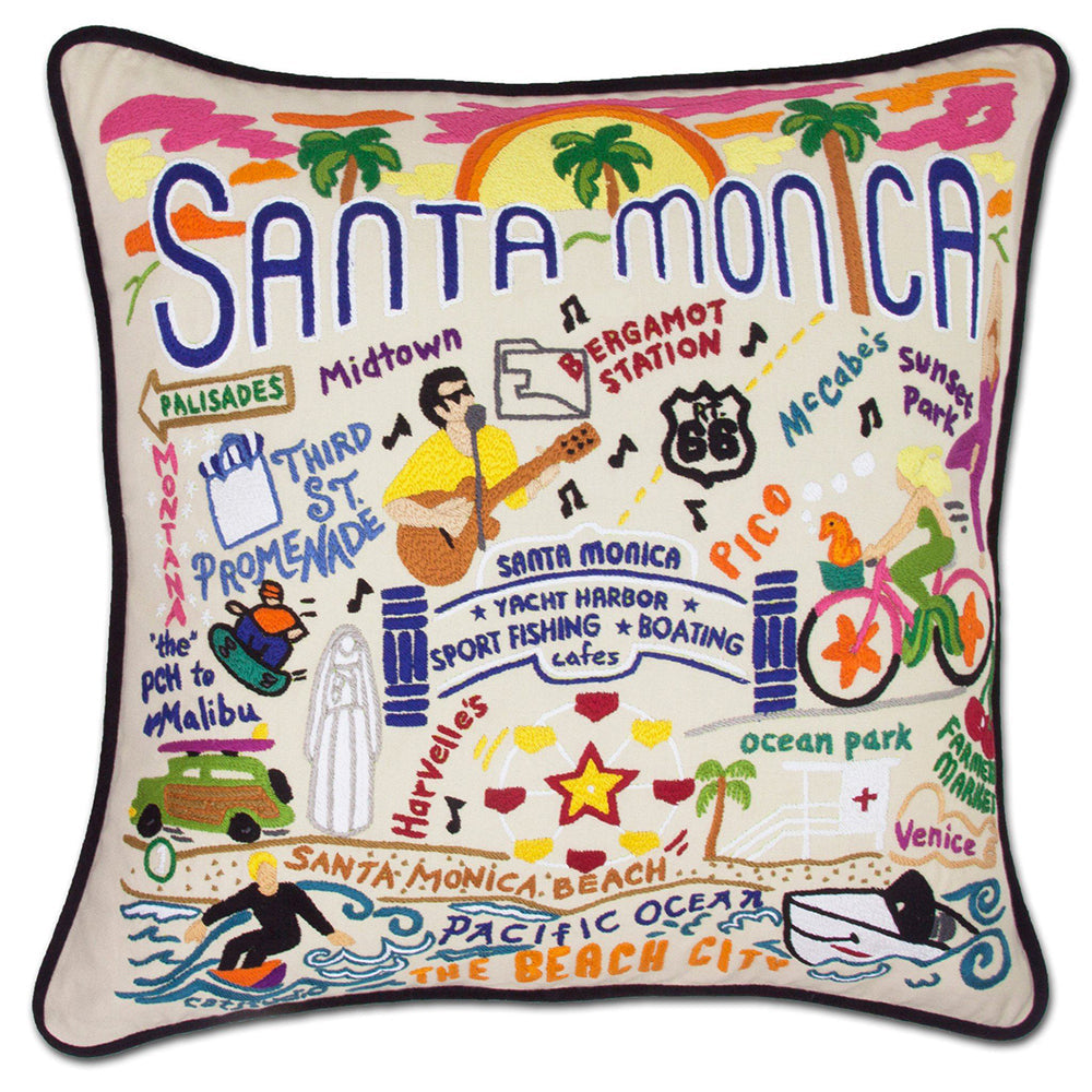 Santa Monica, CA Hand-Embroidered Pillow - Osadia Concept Store