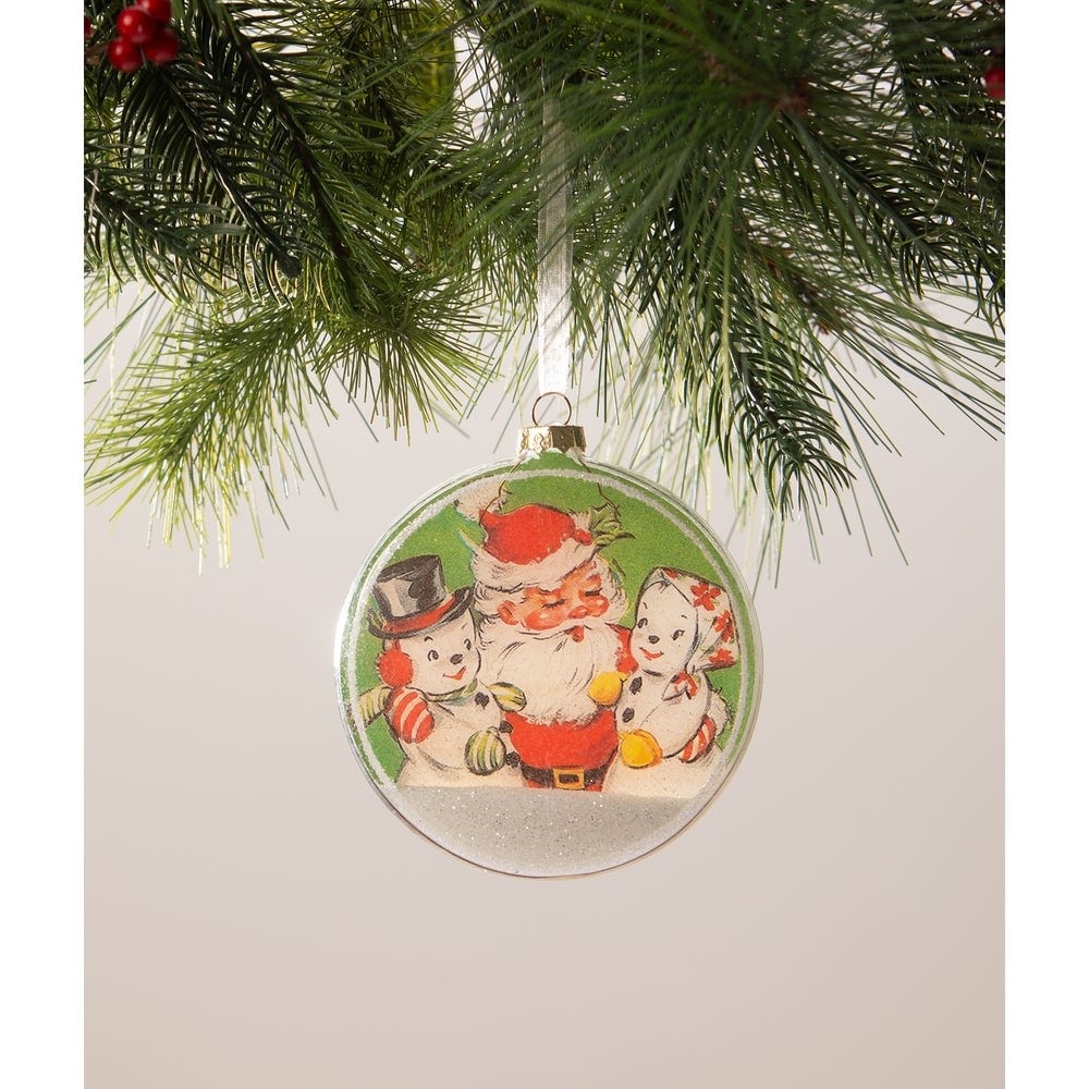 Santa with Snowmen Disk Ornament by Bethany Lowe Designs