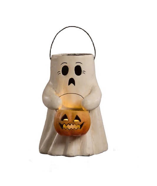 Scaredy Boo With Pumpkin Bucket Paper Mache - Osadia Concept Store