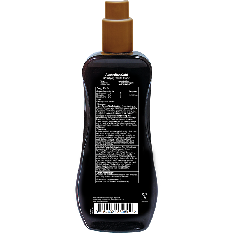 Australian Gold  SPF 8 Spray Gel Bronzer 8 fl oz