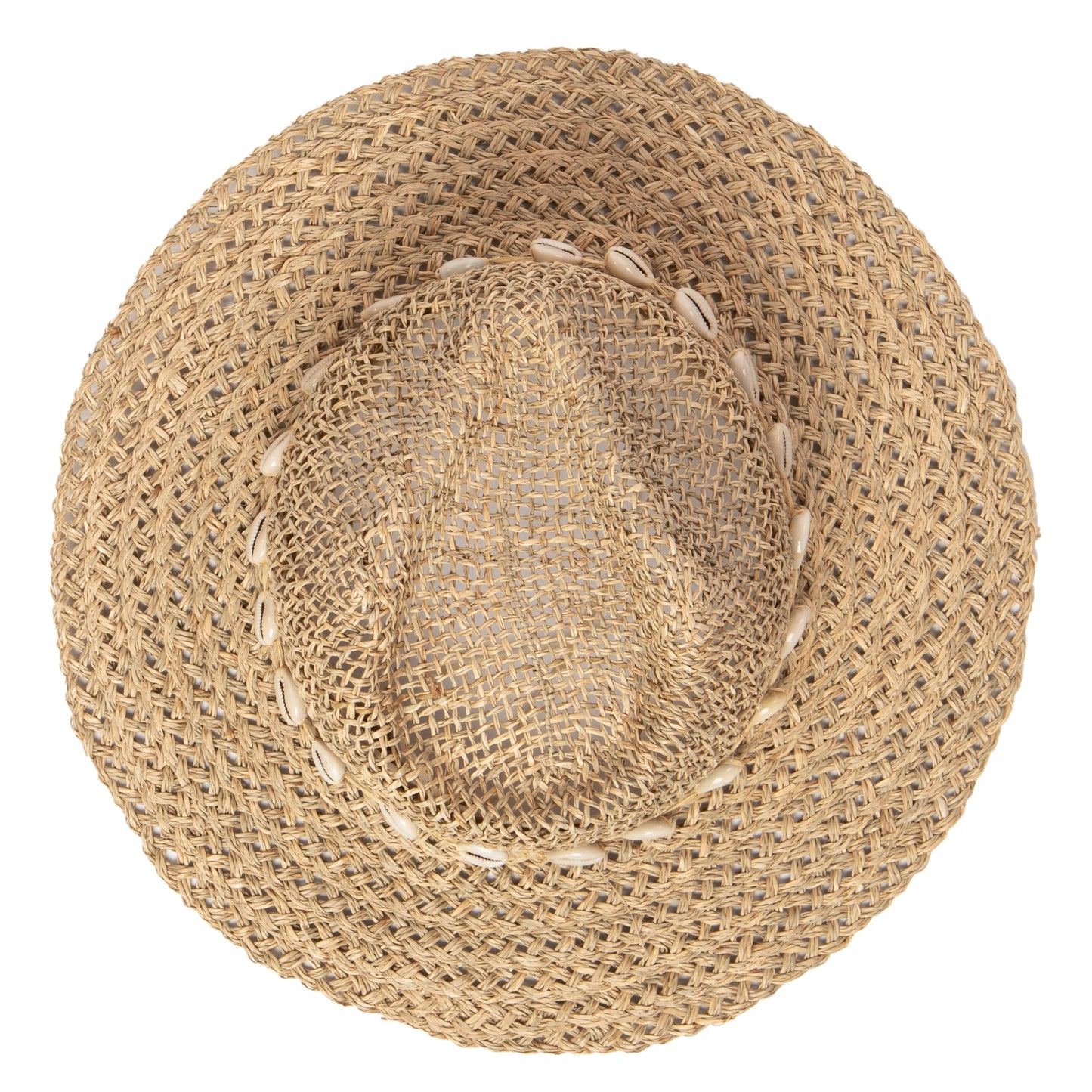 Women's Seagrass Fedora With Gold Plated Shell Band