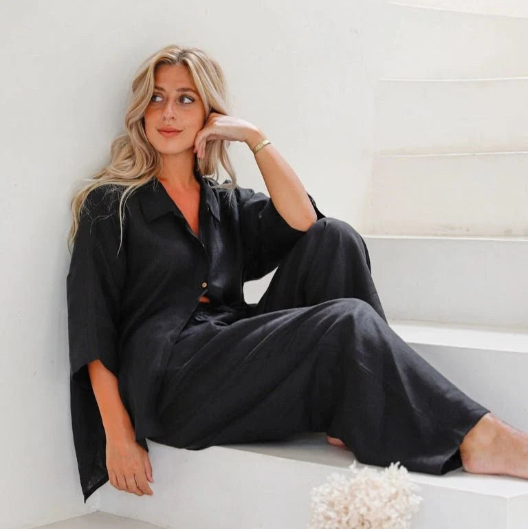 Pure Flax Linen Pajama Set - Breathable - Durable
