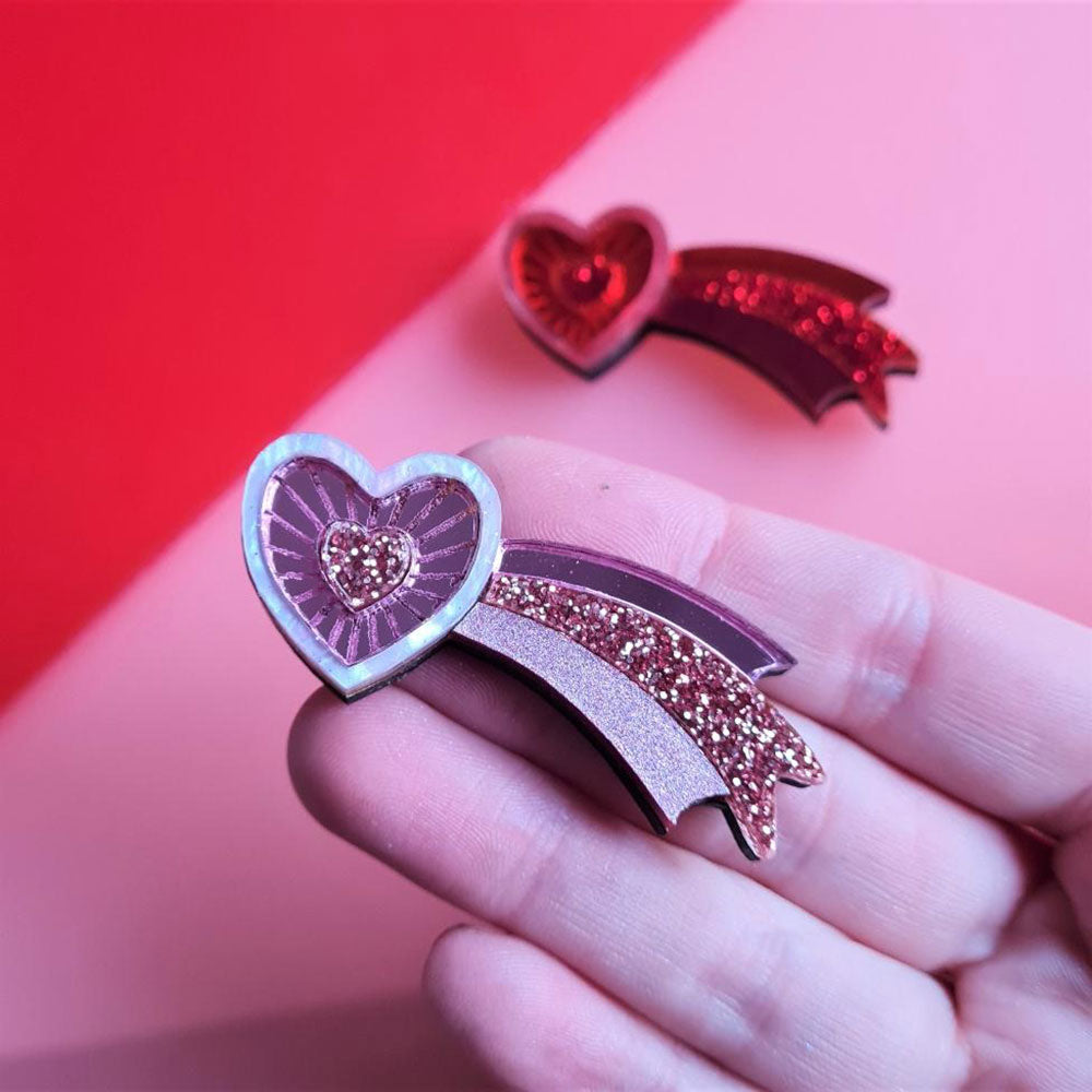 Shooting Heart Mini Brooch by Cherryloco - RED