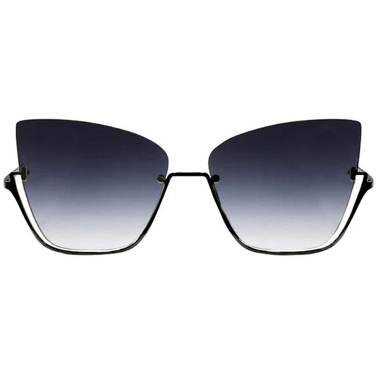 Vixen - Black Lens Black Frame Metal Cateye Sunglasses