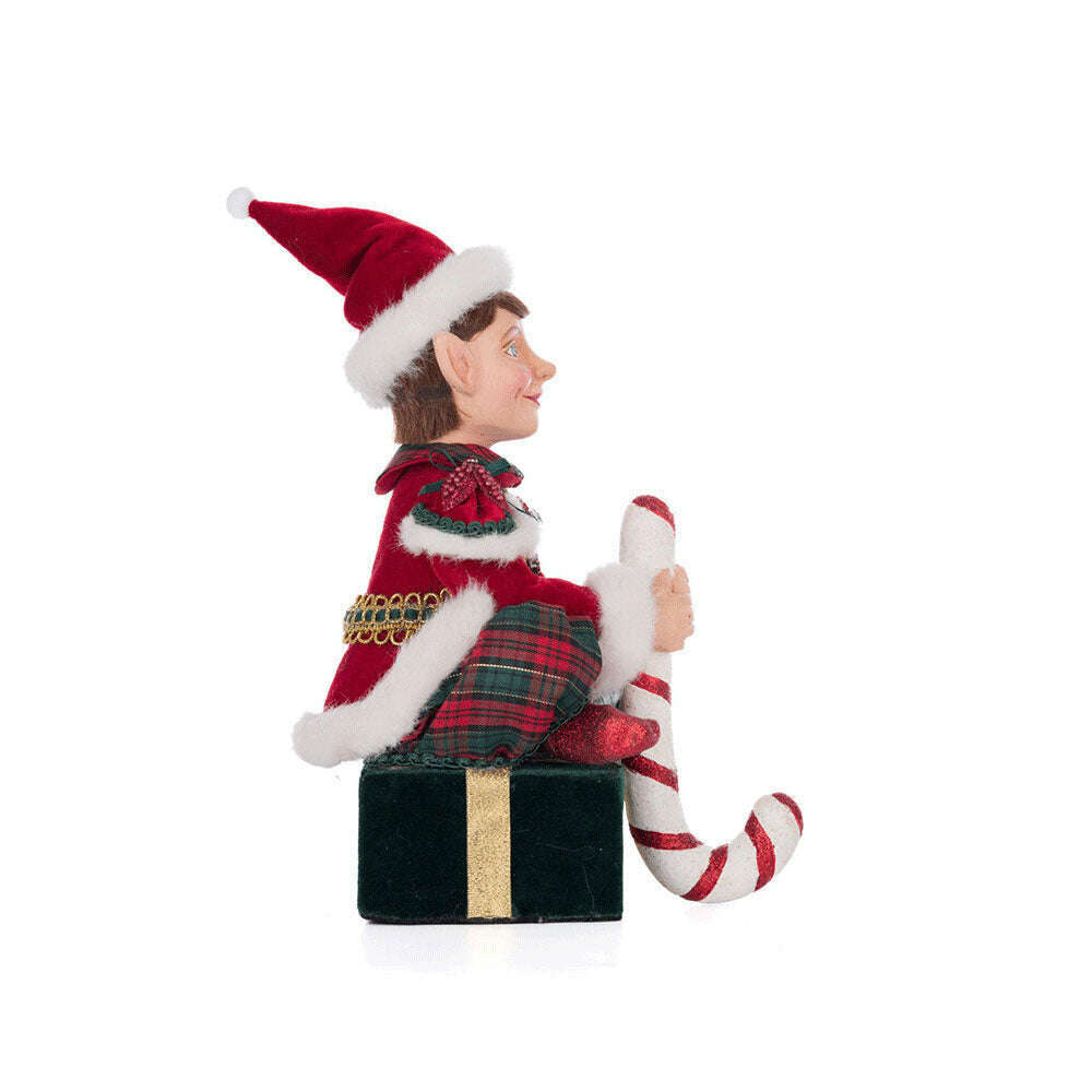 Sitting Elf With Giftbox Stocking Holder by Katherine's Collection