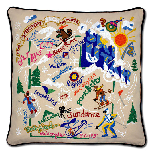 Ski Utah Hand-Embroidered Pillow - Osadia Concept Store