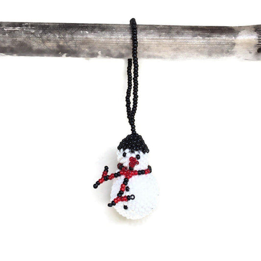 Snowman Seed Bead Ornament - Guatemala - Osadia Concept Store