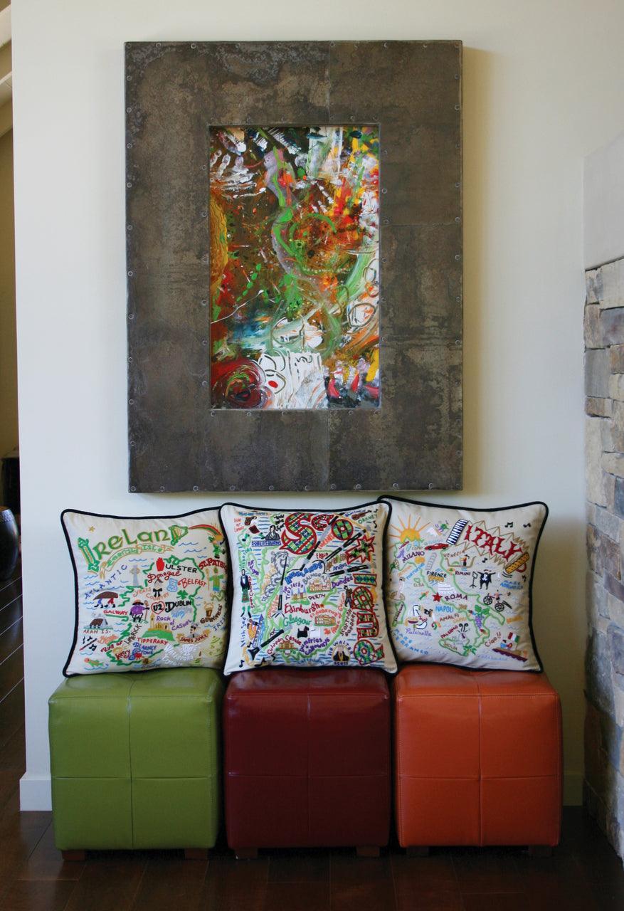 Sonoma County, CA Hand-Embroidered Pillow