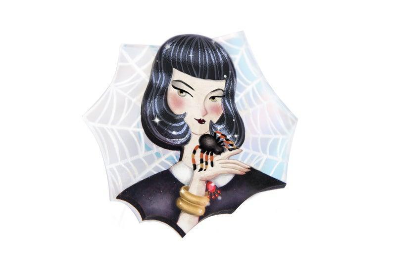 Spider Woman with Web Brooch by Laliblue