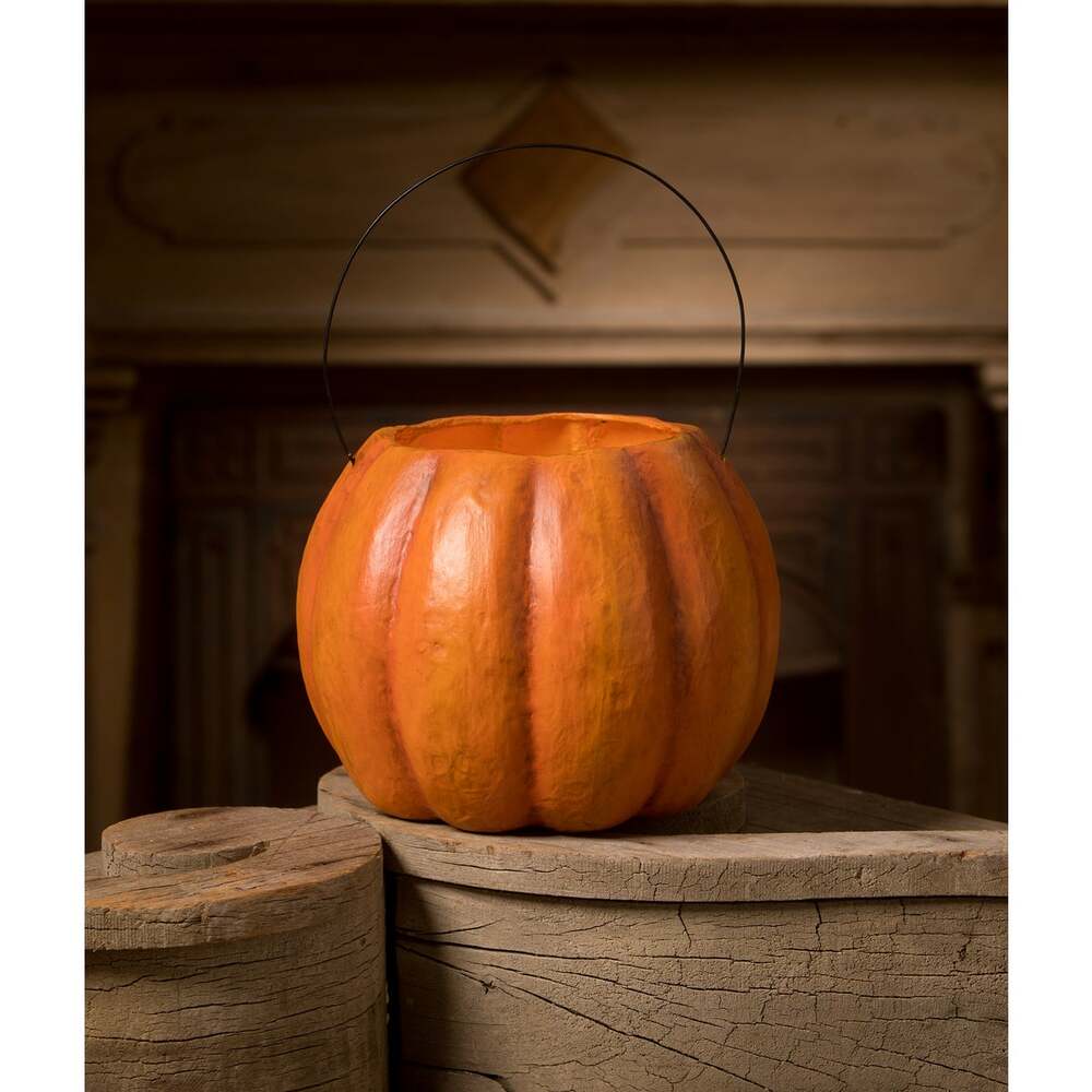 Spunky Pumpkin Bucket Paper Mache by Bethany Lowe Designs - Osadia Concept Store