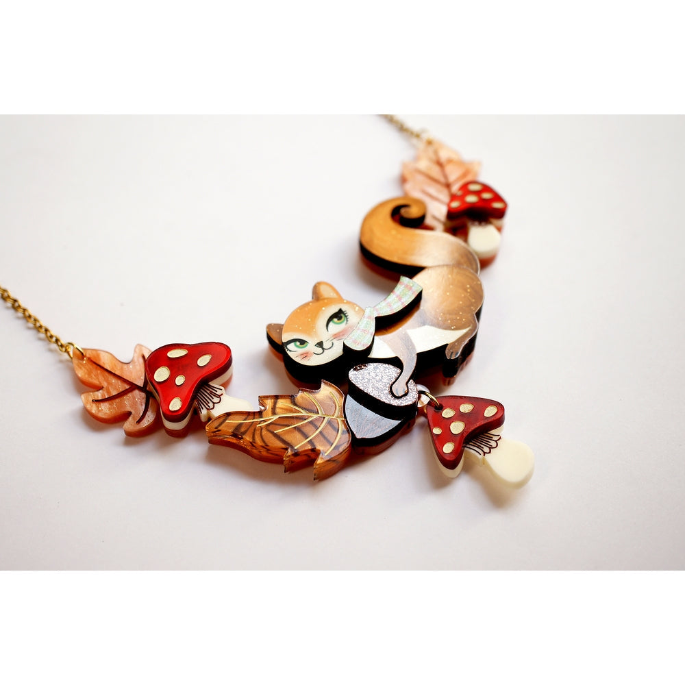 Squirrel with Mushrooms Necklace by Laliblue