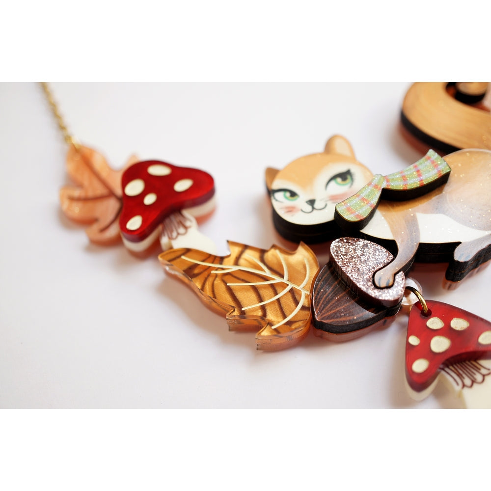 Squirrel with Mushrooms Necklace by Laliblue