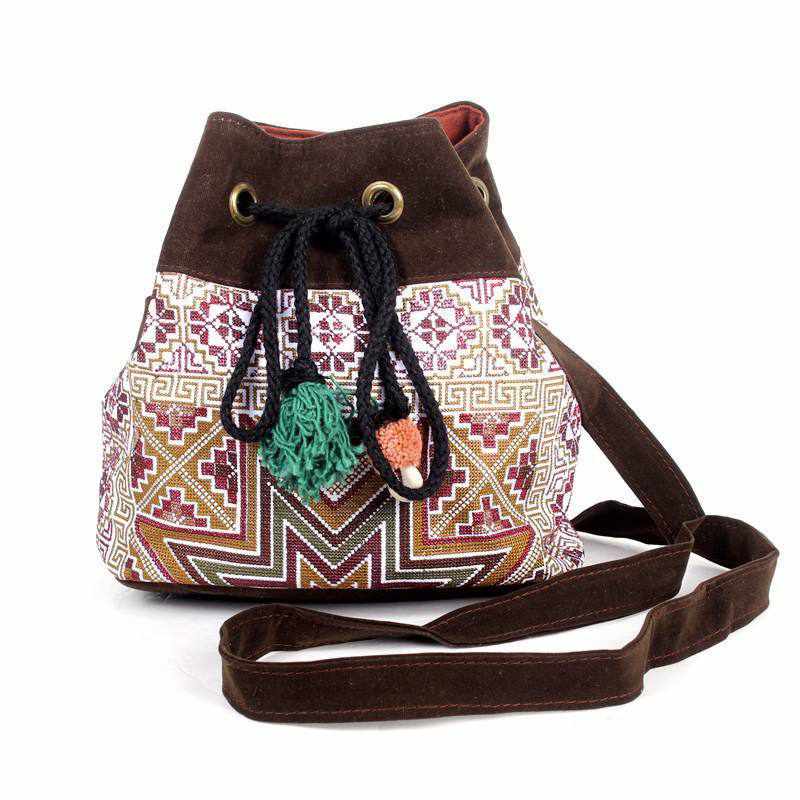 Star Hmong Embroidered Bucket Bag - Thailand