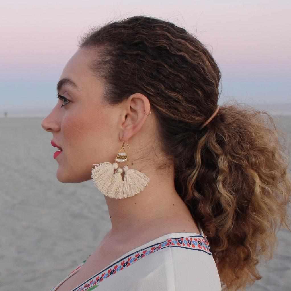 Summer Tassel Brass Bead Earrings - Thailand
