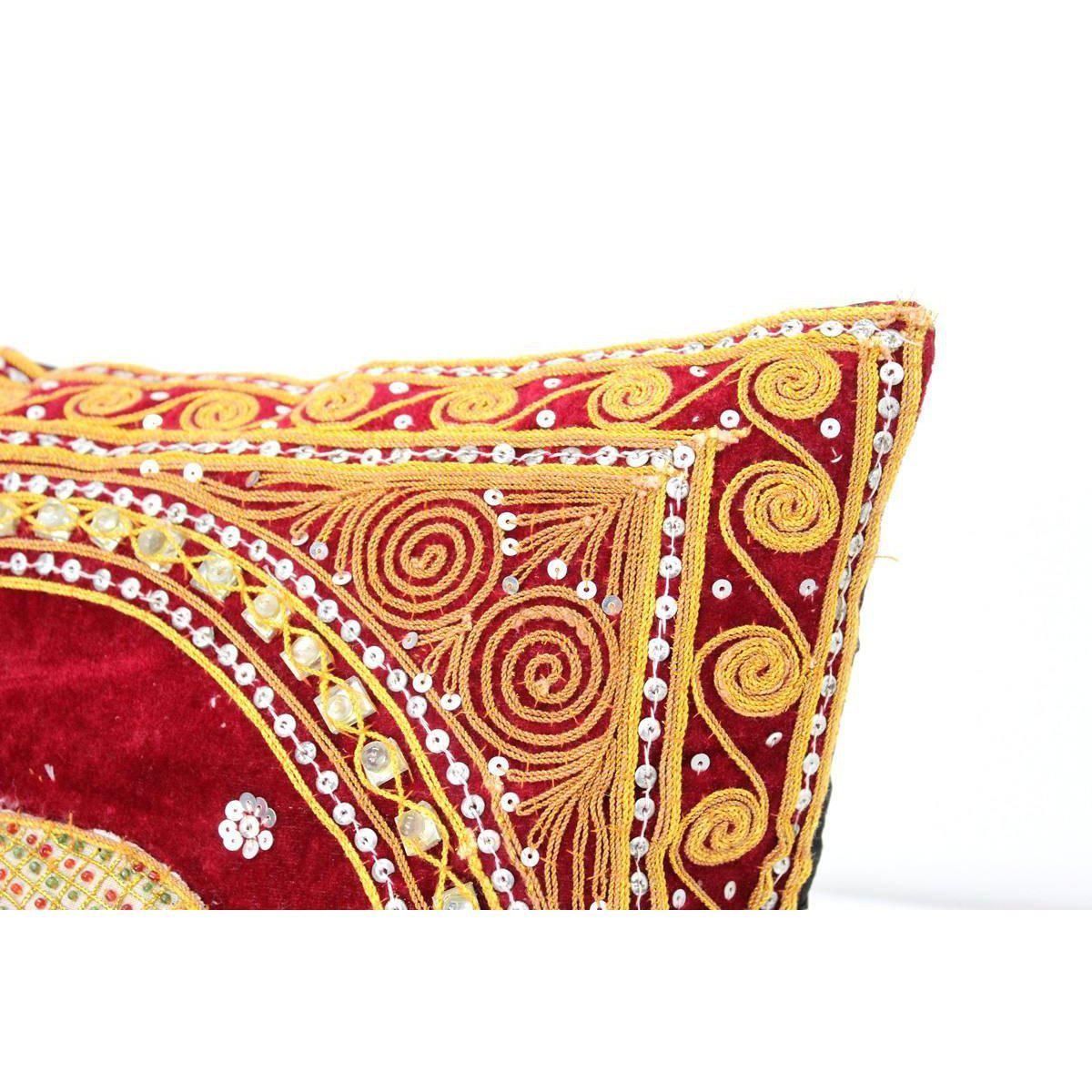 Thai Elephant Embroidered Pillow Cover - Thailand