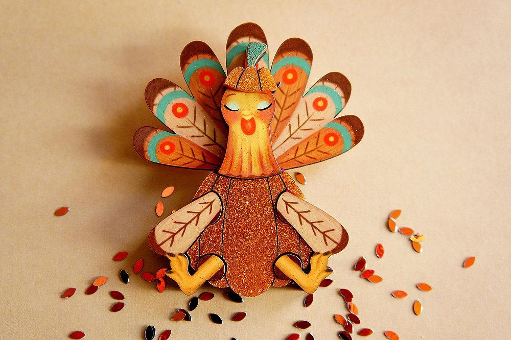 Thanksgiving Turkey Brooch by Laliblue