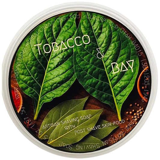 Lisa's Natural Herbal Creations Tobacco & Bay Shaving Soap 4.5 oz