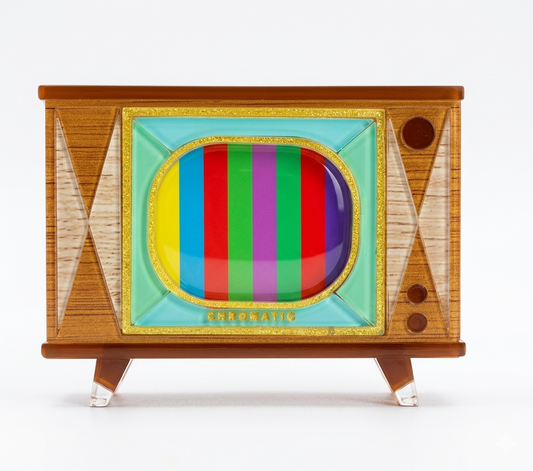 Tune In Customizable TV Brooch by Lipstick & Chrome