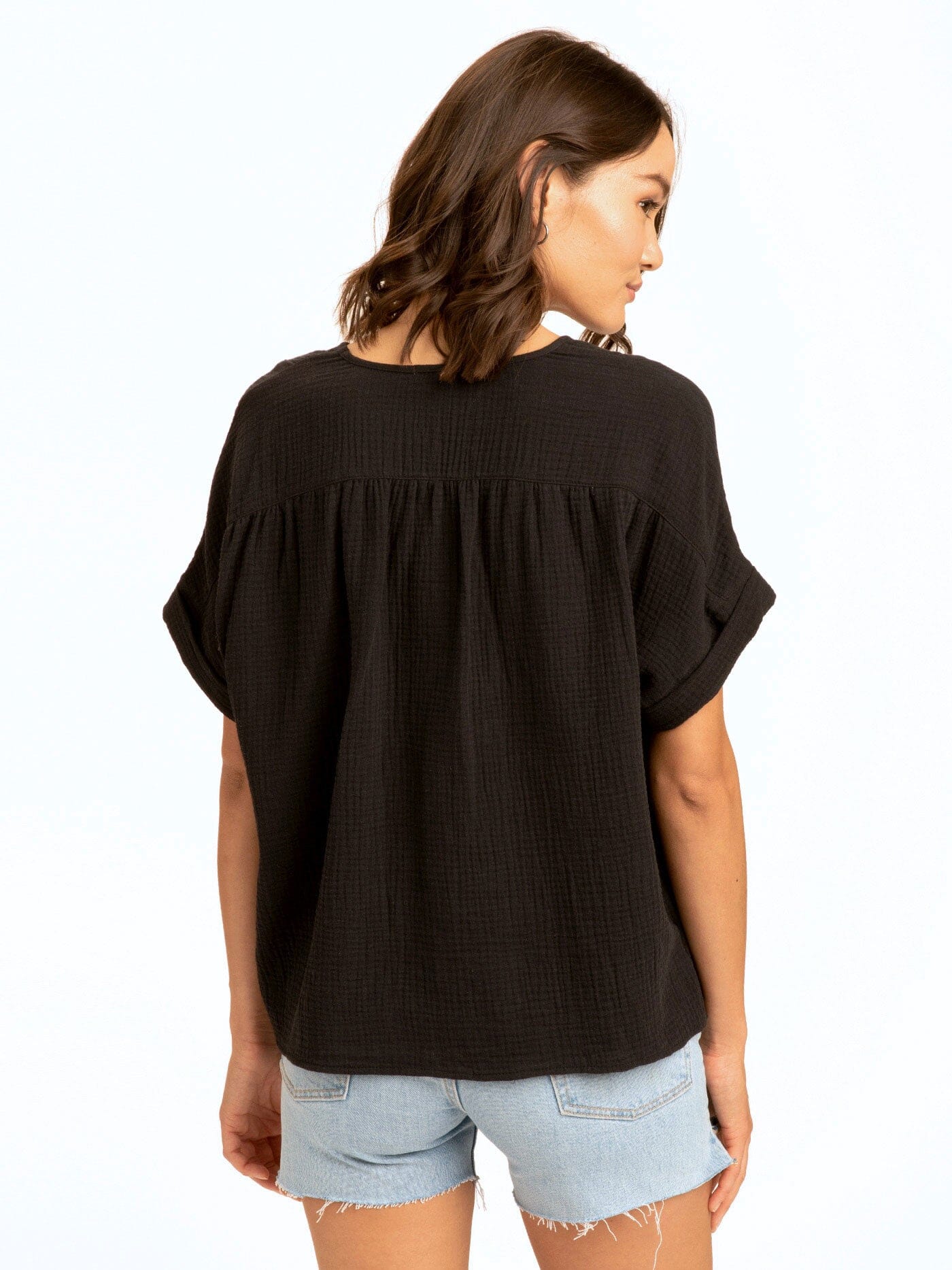 Honora Gauze V-Neck Top