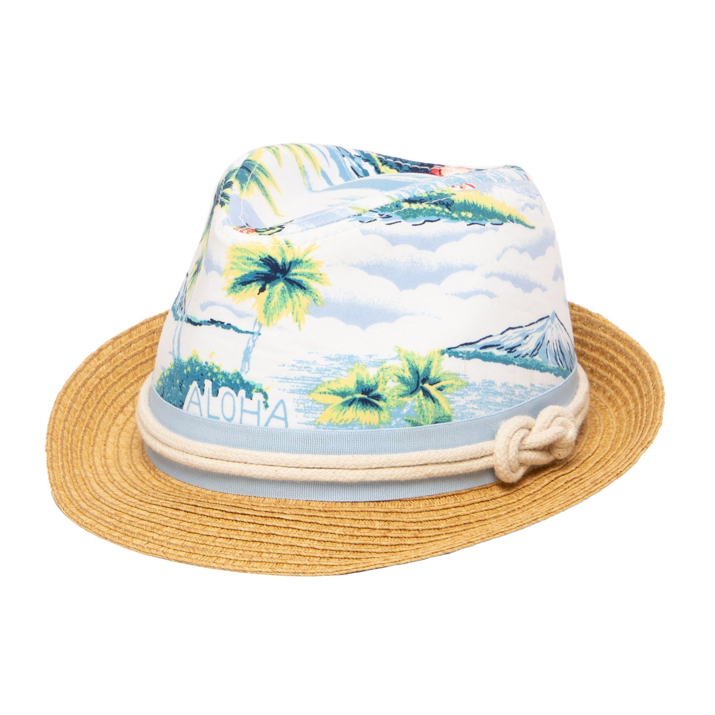 2-4 Yr Kid's Paperbraid Fedora with Tropical Print