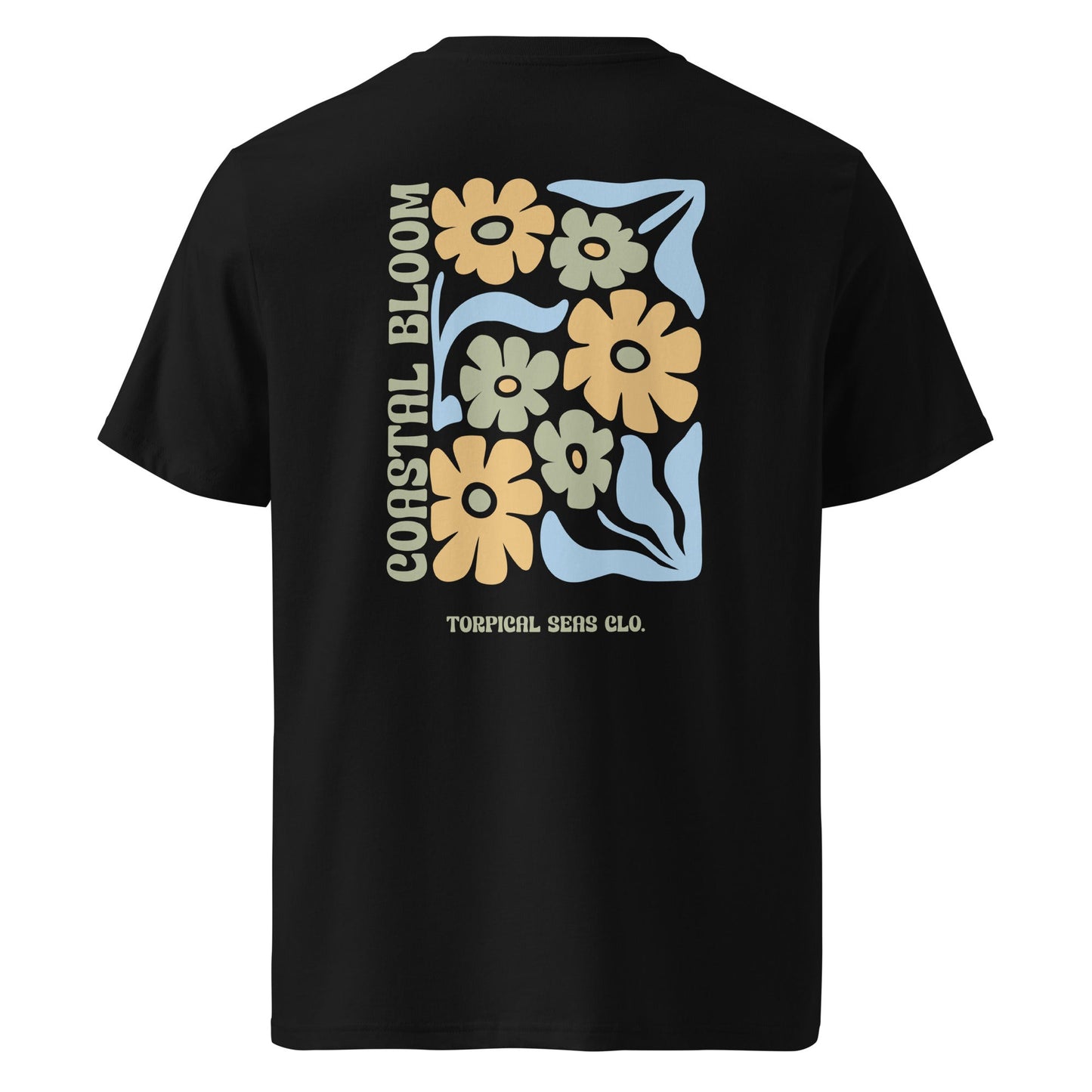 Coastal Bloom Organic Cotton T-Shirt | Tropical Flower Streetwear for Ocean Lovers