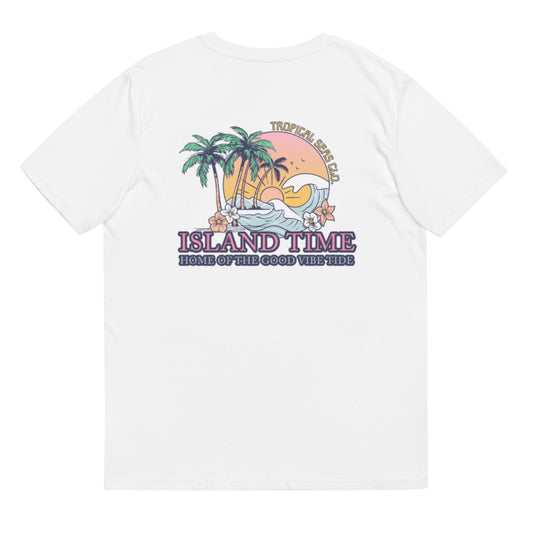 “Island Time” Organic Ribbed Neck Tee