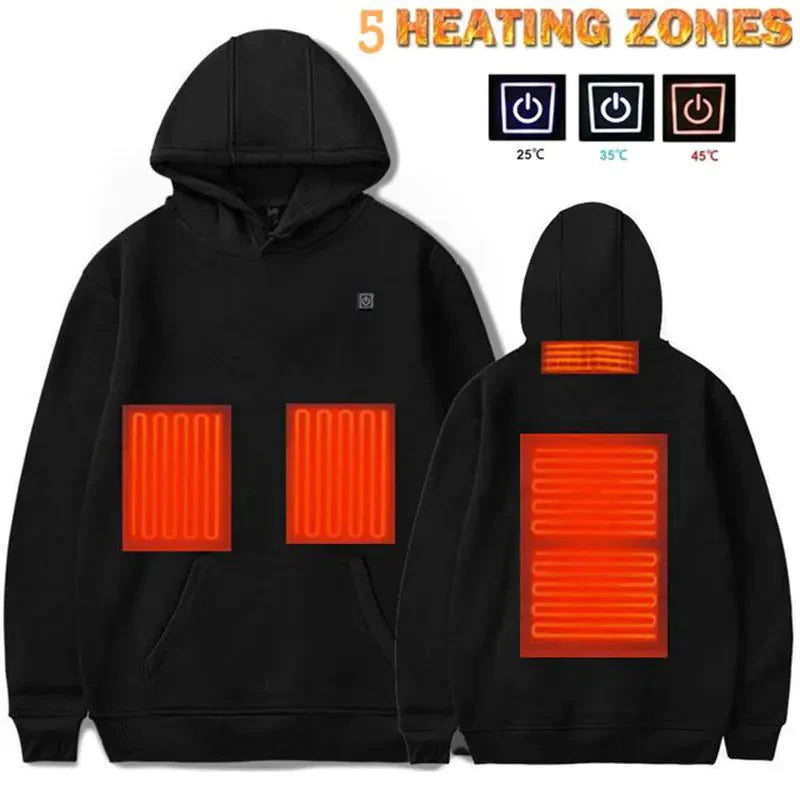 USB Heated Men's Hoodie - 5-Zone Heating for Outdoor & Casual Wear