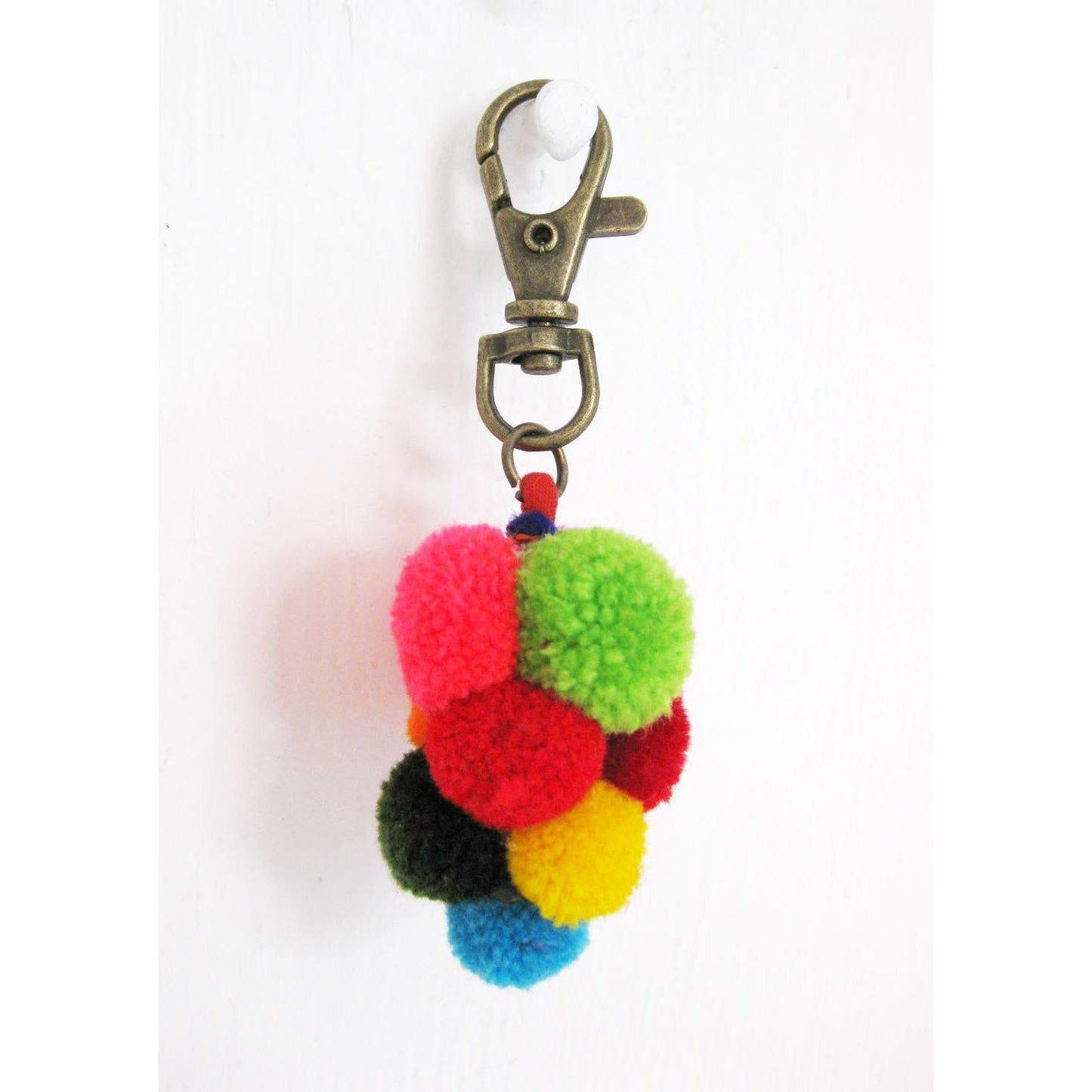 Uva Pompom Cluster Multicolor Boho Bag Charm | Zipper Pull - Thailand
