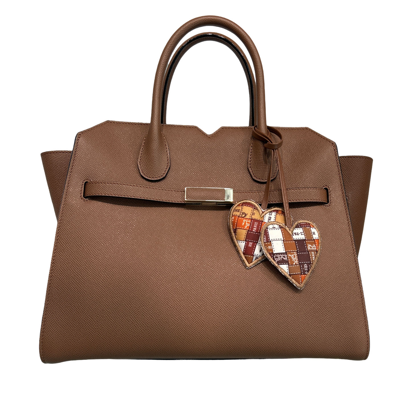 GG Logo Arabesque Pink Scarf Double Heart Bag Charm