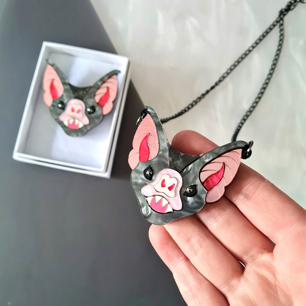 Vampire Bat Necklace by Cherryloco