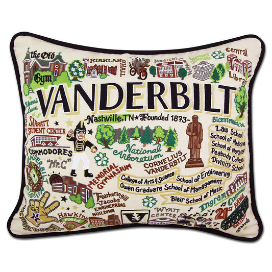 Vanderbilt University Collegiate Hand-Embroidered Pillow